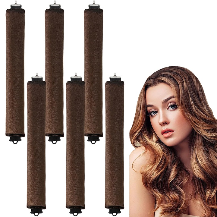 Маши без нагряване, комплект 6 бр., OVERTANG, за всякакъв тип коса, кафяв цвят