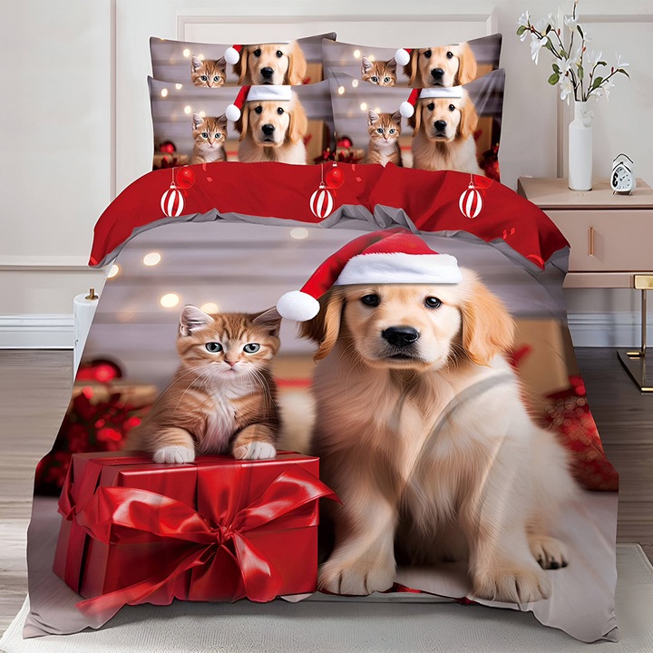 Hálószobagarnitúra EmonaMall S17121, 6 részes, Kétoldalas, 4 huzat, Többszínű