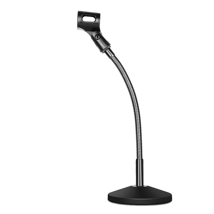 Стойка за микрофон, Axroad Mall, регулируема на 360°, здрава и издръжлива, за студио, офис, живи, 35 см, метална, черна