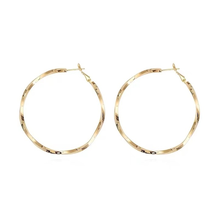 Nagy karika fülbevaló, Diva4u, aranyozott, arany, 5 cm