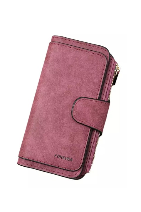 Дамски портфейл WELUOT от еко кожа, тъмно червен