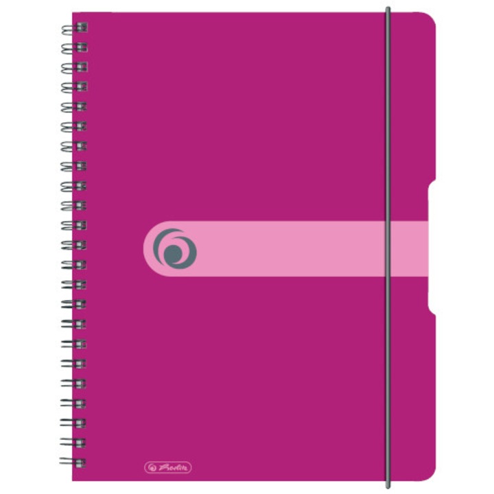 Herlitz Füzet, A4, 80 lapos, négyzet, rugalmas borítás, 4 perforáció, átlátszatlan fuchsia