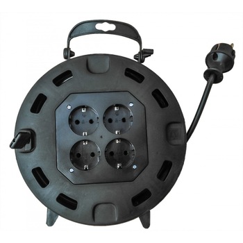 Prelungitor pe tambur inchis 3x1,5mm, 10m, 2500W, cordon PVC, Topelectro-Weingärtner Gruppe Germania Prelungitor pe tambur inchis 3x1,5mm, 10m, 2500W, cordon PVC, Topelectro-Weingärtner Gruppe Germania