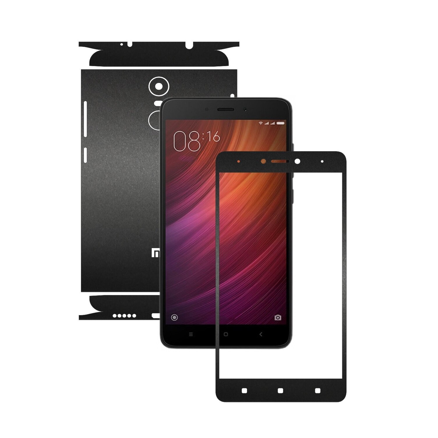 Folie de protectie Carbon Skinz, Husa de tip Skin Adeziv pentru Carcasa, Negru Mat dedicata Xiaomi Redmi Note 4, 4X