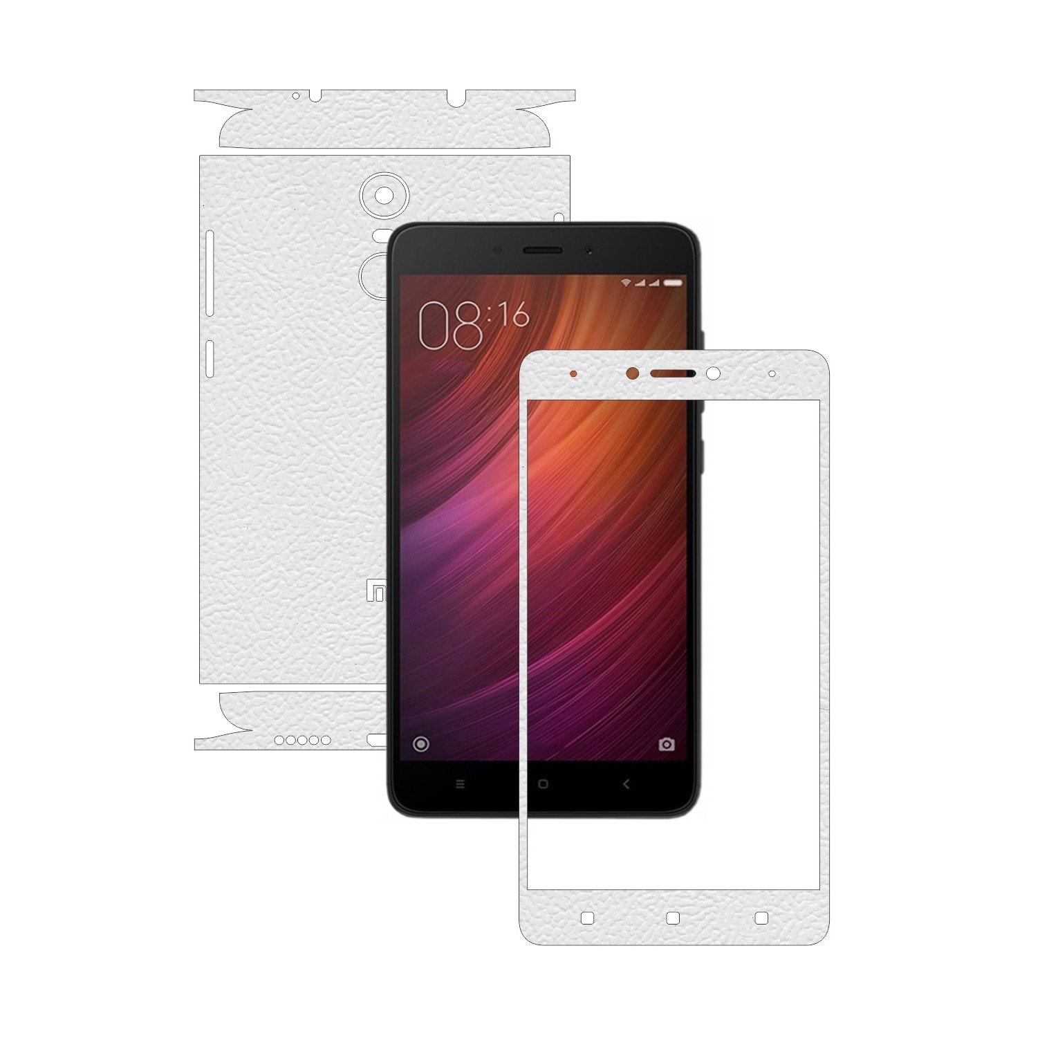 Folie de protectie Carbon Skinz, Husa de tip Skin Adeziv pentru Carcasa, Piele Alba dedicata Xiaomi Redmi Note 4, 4X