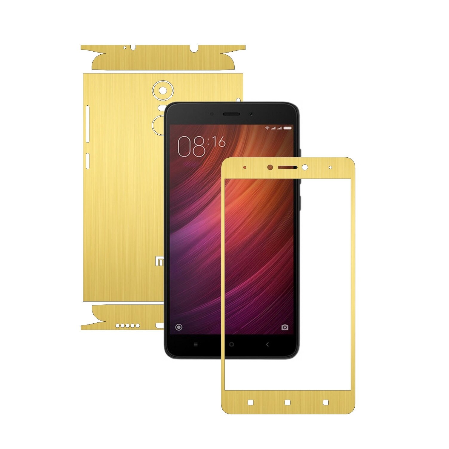 Folie de protectie Carbon Skinz, Husa de tip Skin Adeziv pentru Carcasa, Brushed Auriu dedicata Xiaomi Redmi Note 4, 4X