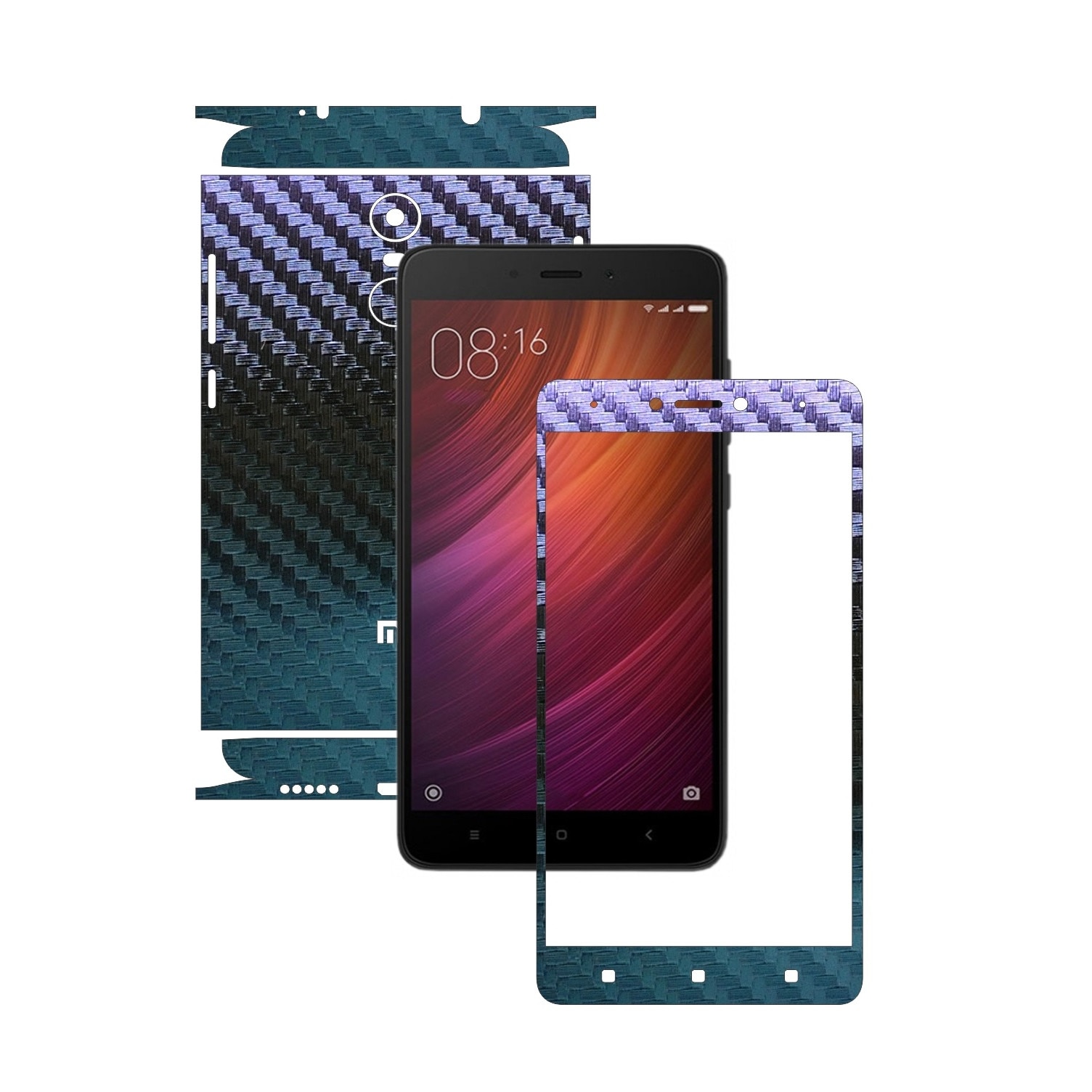 Folie de protectie Carbon Skinz, Husa de tip Skin Adeziv pentru Carcasa, Carbon Cameleon dedicata Xiaomi Redmi Note 4, 4X