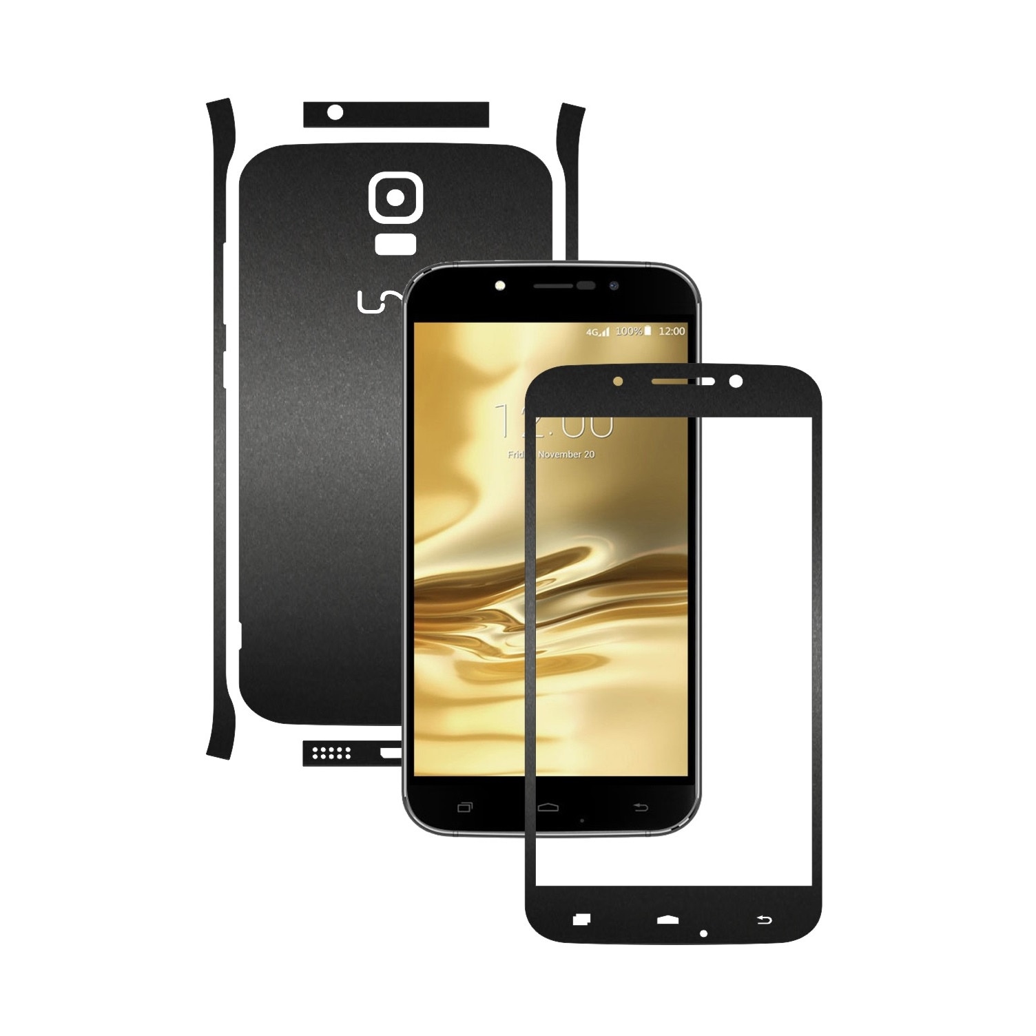 Folie de protectie Carbon Skinz, Husa de tip Skin Adeziv pentru Carcasa, Negru Mat dedicata Umi Rome, Rome X