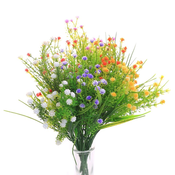 Комплект от 5 опаковки цветни изкуствени цветя, Axroad Mall, устойчиви на ултравиолетови лъчи, не избледняват лесно, за дома, градината, спалнята, сватбата, парти декорацията, пластмаса, многоцветни