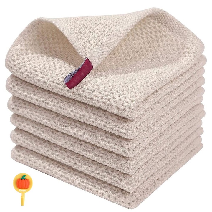 Set 6 lavete de bucatarie Ronyes, bumbac, 30x30cm, bej