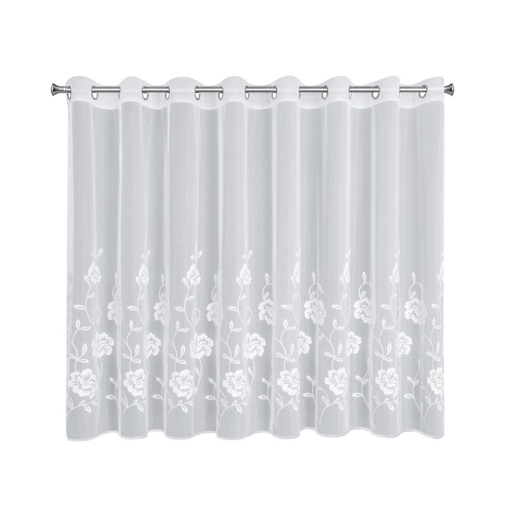 Перде NATALI, украсено с бродирани цветя 350 x 150 см халки Eurofirany бяло