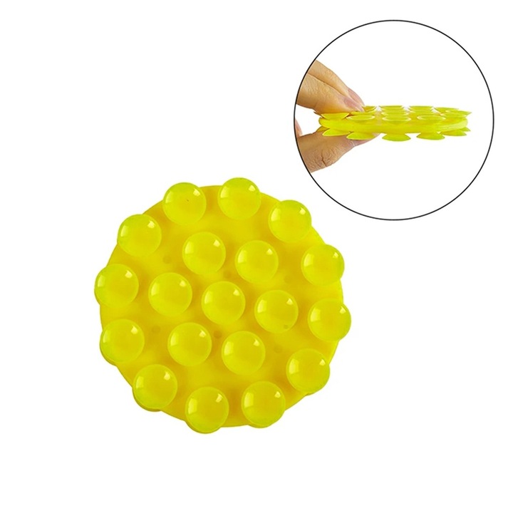 Telefontartó tapadókorongokkal, kerek - Techsuit (SY-CUP) - sárga