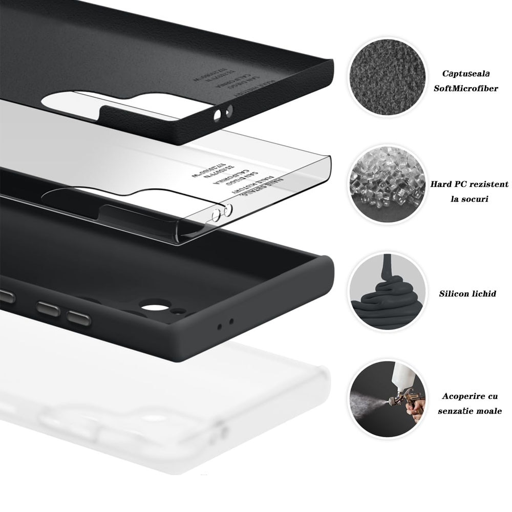 Husa de protectie, Samsung Galaxy S24, silicon, negru, protectie completa, incarcare wireless