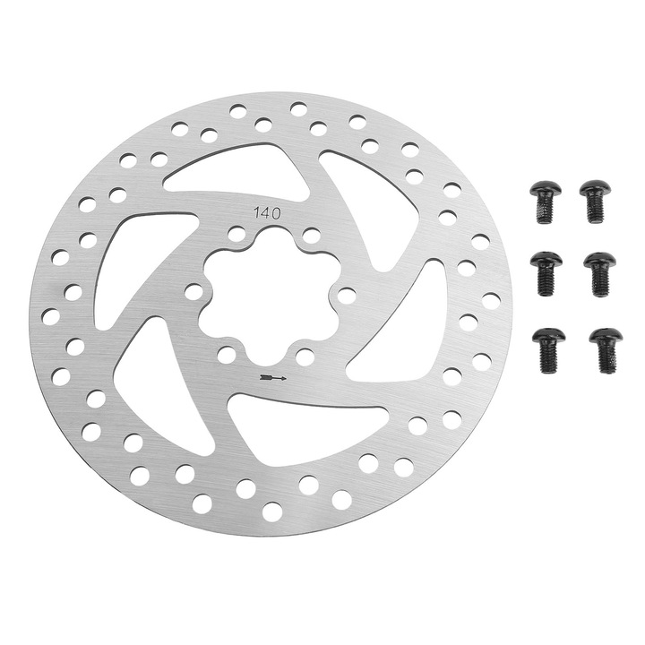 Disc de frana electrica 140mm, 6 gauri, metal, design ventilat, pentru trotinete electrice