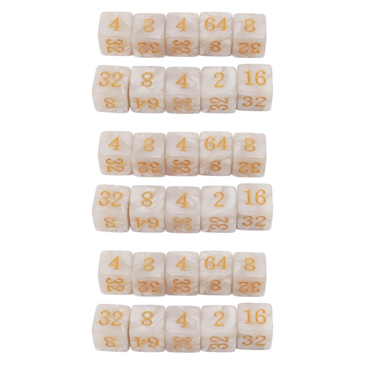 30 darabos numerikus dobókocka készlet, longziming, műanyag, fehér, könnyű, hordozható