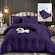 Lenjerie de pat Damasc, policoton, 6 piese, cearceaf cu elastic 160x200cm, pentru pat dublu, mov inchis, Ralex Pucioasa, 6pH76