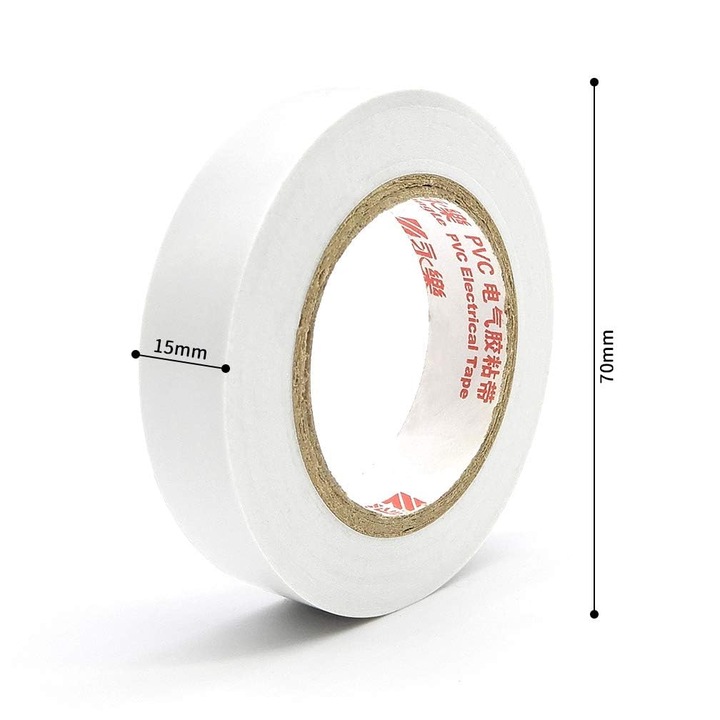 Комплект от 6 електрозалепващи ленти SACONELL, PVC, 15mm x 15m, бели