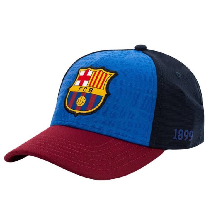Sapca FC Barcelona cu vizor, In culorile echipamentului echipei, Poliester