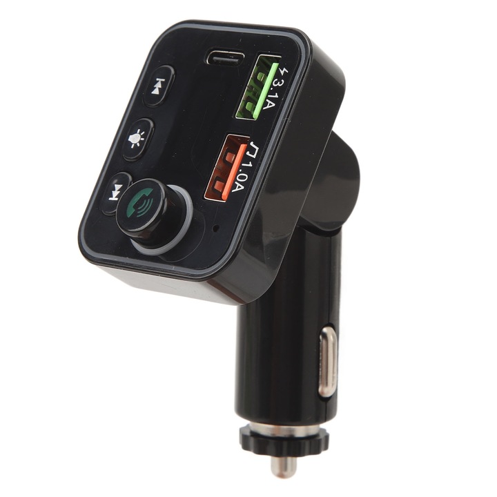 Kettős USB Bluetooth 3 autós töltő, Longziming, hangulatvilágítás, 7 szín, 12V-24V