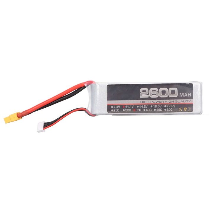 Baterie Lipo 3S 11.1V 2600mAh 35C Enforose pentru drone, dimensiuni 117x34x25mm