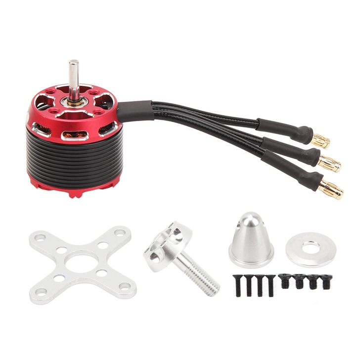 Motor fara perii C3530 Enforose, negru-rosu, 123g, design rezistent la apa, cu rulment sigilat