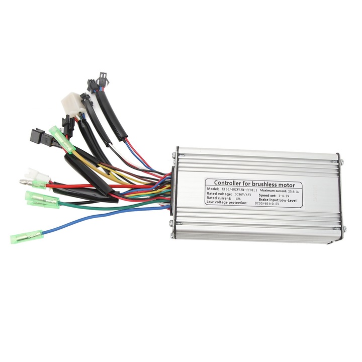 Електрически контролер 25A, дълъг живот, 36V/48V, метален корпус, за електрически велосипед, лесен за монтаж