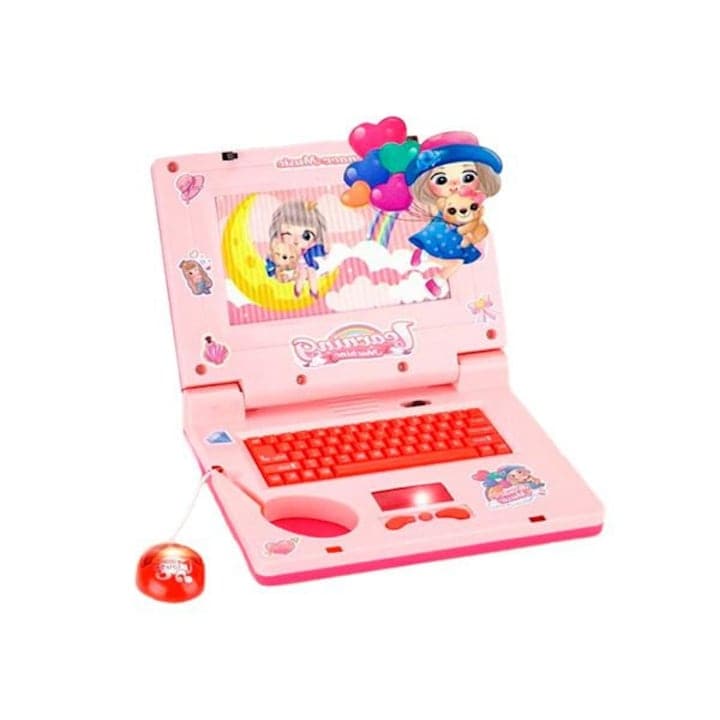 Laptop interactiv pentru copii, WELUOT, roz, 19x16x4cm, 3 ani+