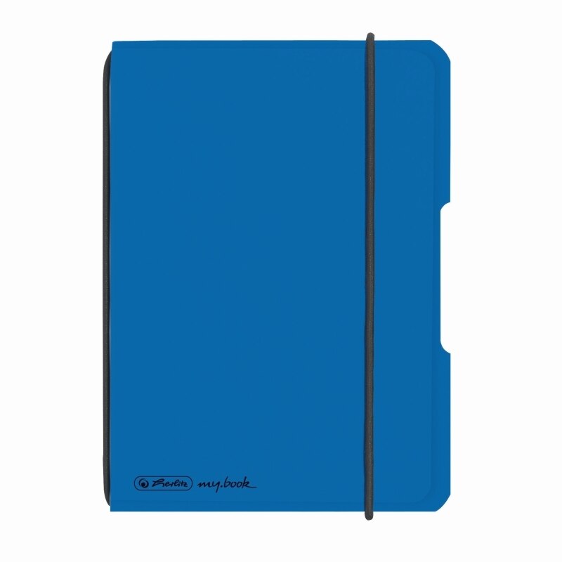 Caiet Herlitz, my.book flex, A6, 40 file, 70 g/mp dictando, coperta albastru deschis transparent, elastic negru