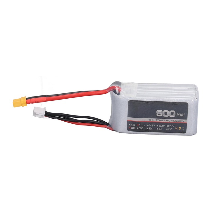 Baterie LiPo 900mAh 25C cu conector XT30 pentru aeronave RC