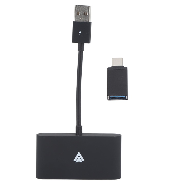 Adaptor auto wireless, compact, portabil, USB tip C, pentru conversie wireless in masina pentru Android Auto