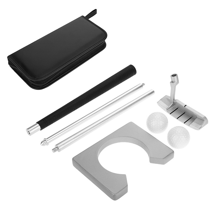 Set de antrenament golf, Enforose, cu putter din aliaj, 2 mingi, suport din lemn, geanta PVC, 88cm, pentru dreptaci