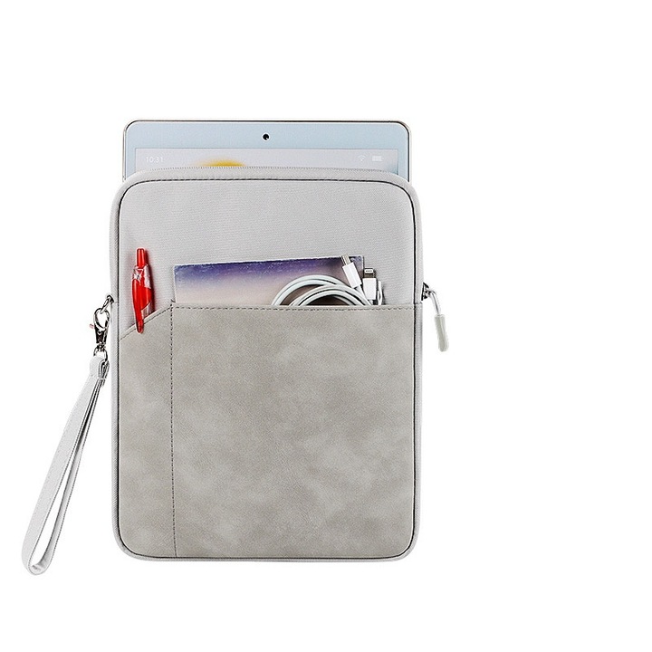 Кутия за съхранение на таблет, може да съхранява зарядно устройство за кабел за данни на мобилен телефон, 7,9/8-10,8/11 инча, вътрешен цифров джоб, пълна защита, висока стойност, двуслоен дизайн, сиво