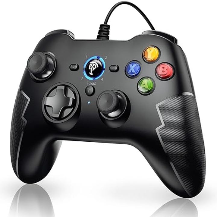 EasySMX 9100Pro vezetékes vezérlő, Windows PC/PS3 kompatibilis, 2,2 m kábel, Turbo funkció, fekete
