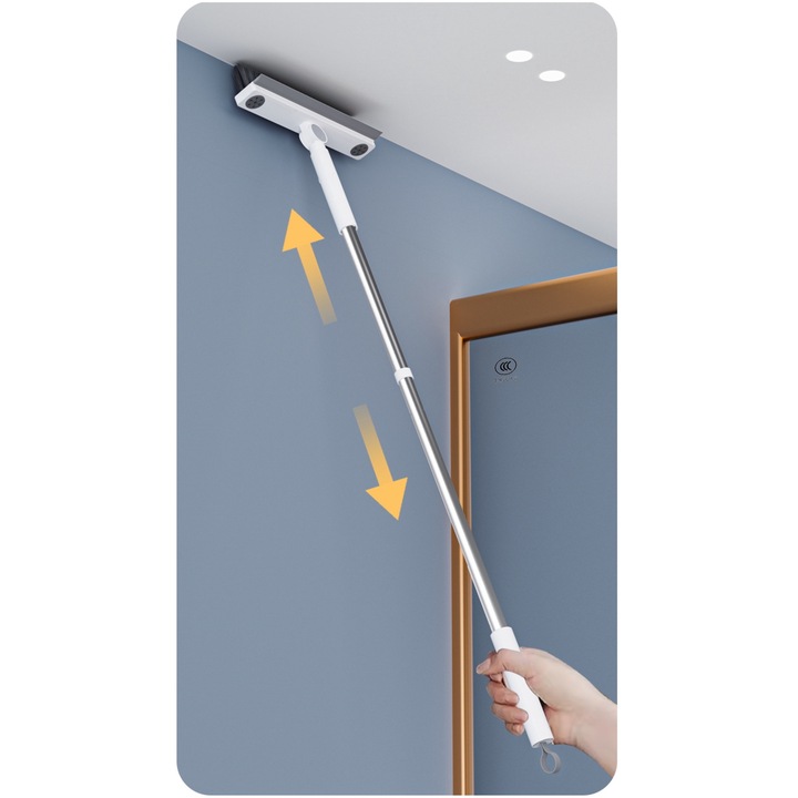 Matura rotativa la 180° DreamRamp si maner din inox. Ideala pentru curatarea eficienta a colturilor greu accesibile, in forma de V, culoare alba