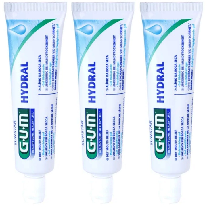 Szett, 3 db hidratáló gél szájszárazságra, GUM HYDRAL, 50 ml
