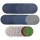 Set 36 discuri de slefuit 125mm, SACONELL, 8 gauri, 9 granulatii, pentru slefuire umeda si uscata, metal