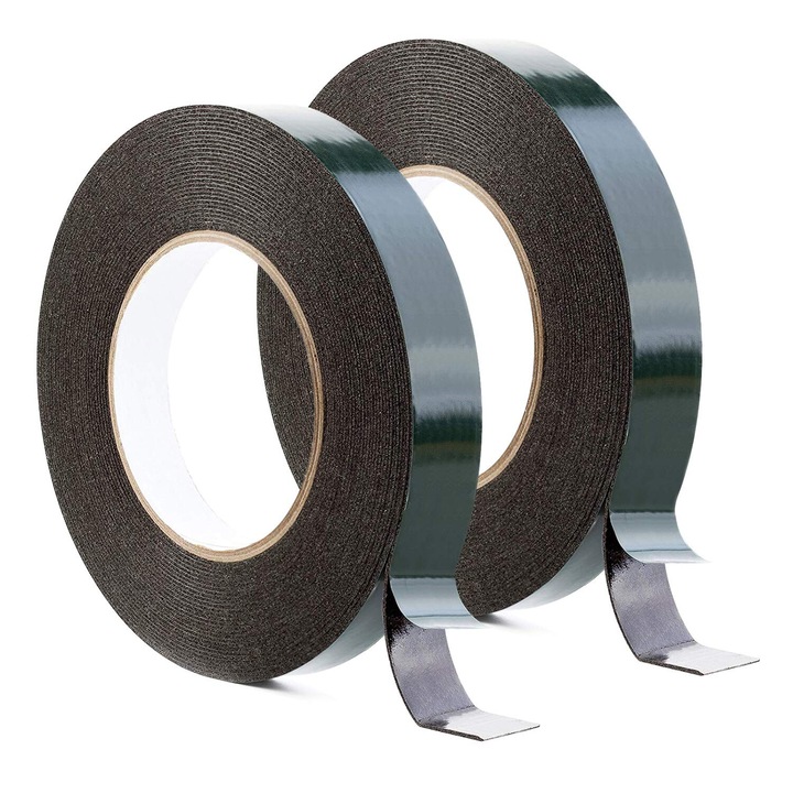 Комплект от 2 лепящи ленти, SACONELL, 20mm x 10m, водоустойчиви, черни