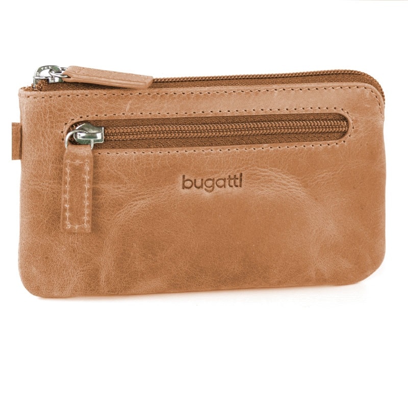 Portofel portchei Bugatti Volo, Piele naturala, 12 x 7.5 cm, Coniac