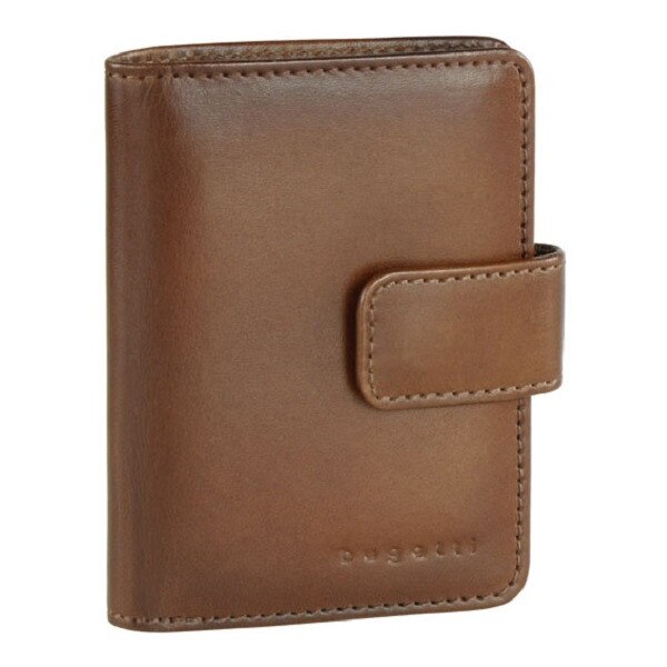 Portofel Bugatti Domus cu protectie RFID, Piele naturala, 7 x 10 cm, Cognac