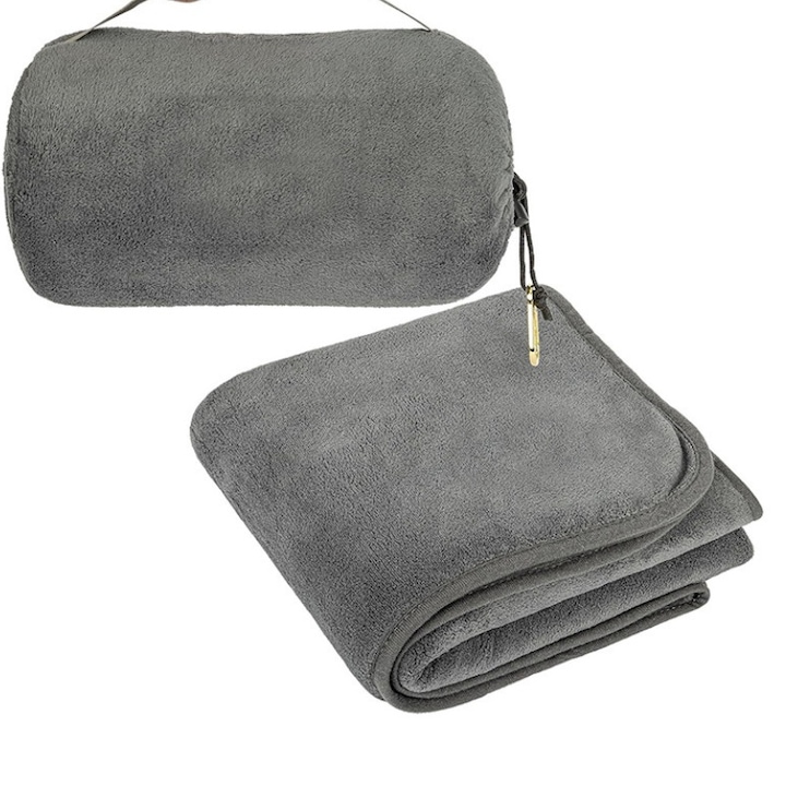 Одеяло, Mindblower, за пътуване, 127 x 152 см разгънато, 24 x 14 см сгънато, идеално за тези, които прекарват много време в транспорт, независимо дали в кола, самолет или влак