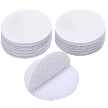 Banda Velcro Autoadeziva, 10 Perechi, Banda Dublu-adeziva 50 x 50 mm, Extra Puternica, Dublu Adeziva cu Inchizator Velcro, Rotunda, Alba