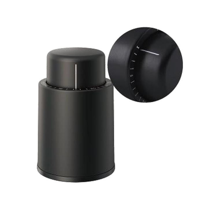 Dop de vin cu timer, plastic, negru