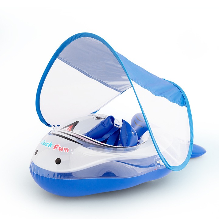 Детски надуваем пояс за плуване, модел акула, 0-6 години, PVC, UV защита, дизайн против преобръщане