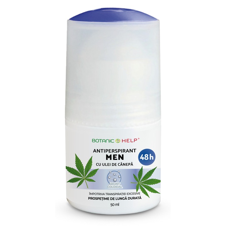 Antiperspirant pentru barbati BotanicHELP cu ulei de canepa, 50 ml, efect de prospetime, 48h