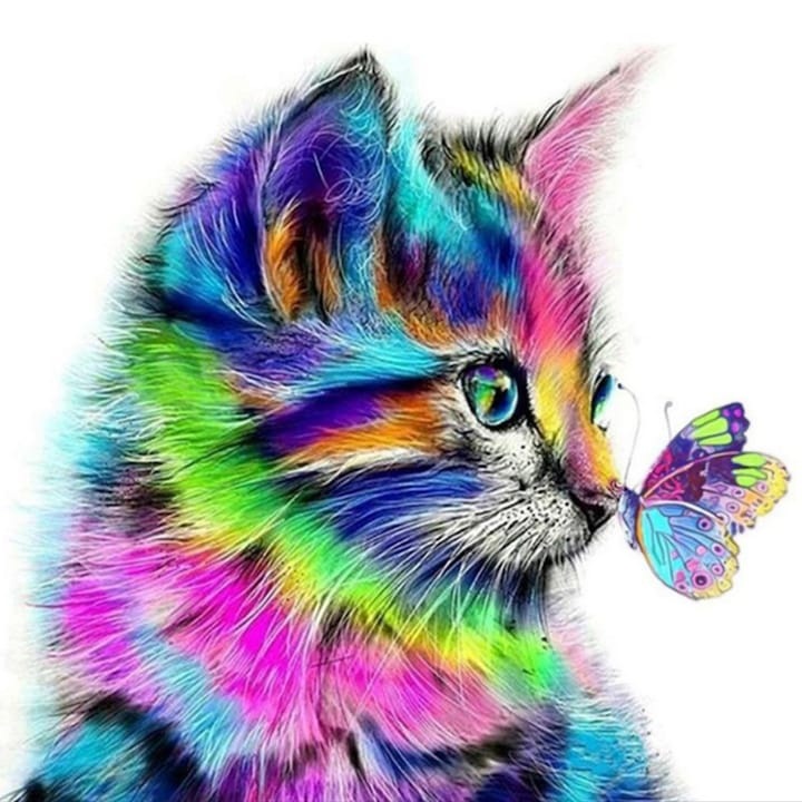 5D gyémántfestő készlet, WELUOT, macska alakú, többszínű, 30x30cm