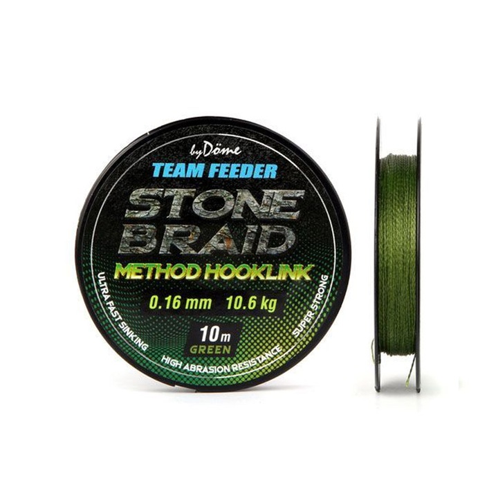 Fir textil Team Feeder Stone Braid Method Hooklink Green 0.14mm/8.4kg/10m