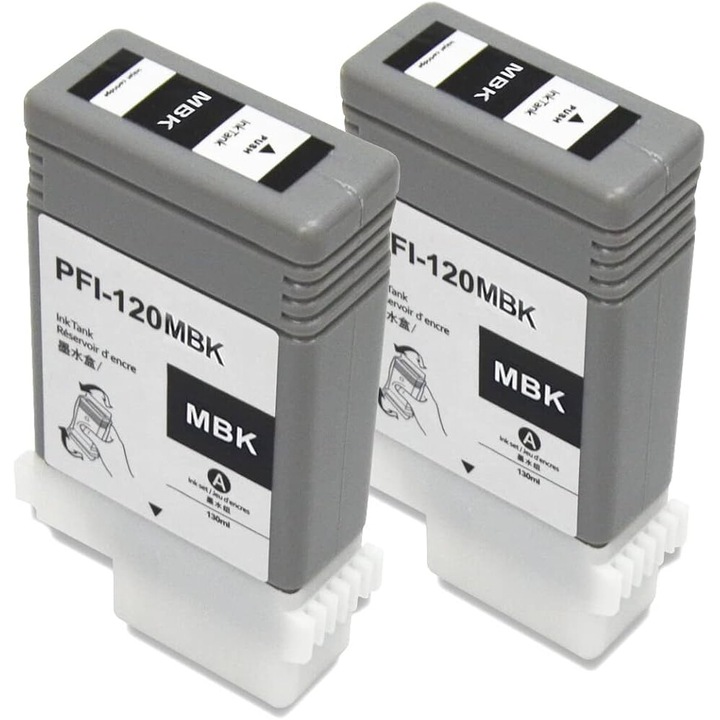 Комплект от 2 касети с мастило PFI 120, матово черно 260 ml 2000 страници, съвместими Canon image PROGRAF TM-200 TM-200 MFP L 24 ei TM-200 MFP T 24 TM-205 TM-300 TM-300 MFP L 36 ei TM- 300 MFP T 36 TM-305