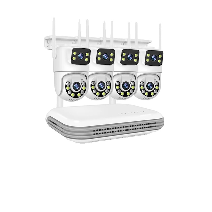 Kit Supraveghere 8CH NVR cu 6 Camere, 6MP, Viziune de Noapte, Multicolor