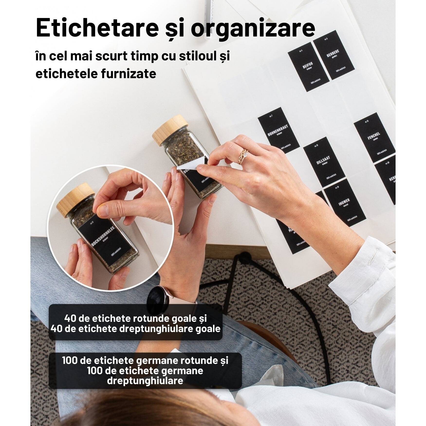 Set de 4 rafturi organizatoare pentru condimente cu 24 de borcane ...