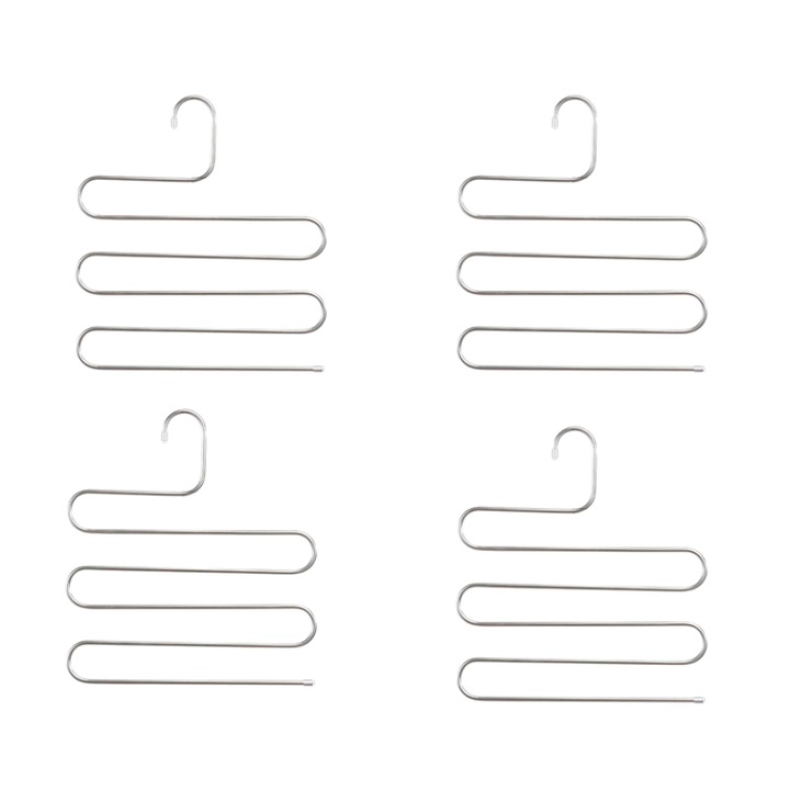 Set 4 umerase pantaloni, Inox, 14.17 x 14.96 inch, Argintiu